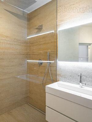 Travertín Classic light VC 120 cm x 60 cm x 1 cm - kartáčovaný, neplnený