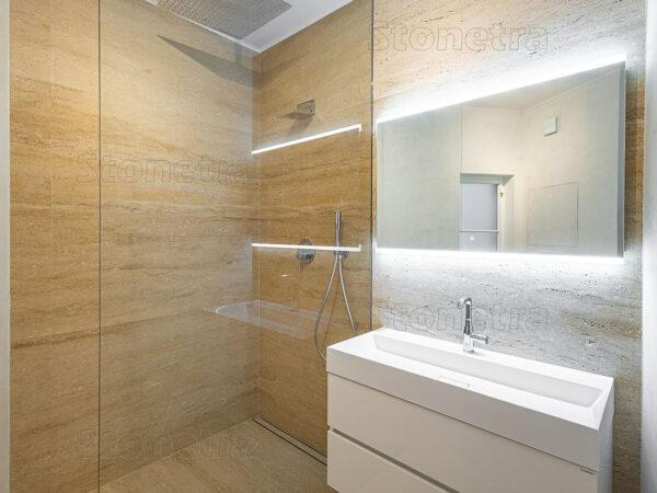 Travertín Classic light VC 120 cm x 60 cm x 1 cm - kartáčovaný, neplnený