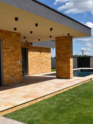 Travertín Gold francúzsky vzor hr. 3 cm - omieľaný