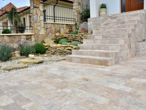 Travertín Noche dlažba 30 cm x 15 cm x 3 cm - sekané hrany