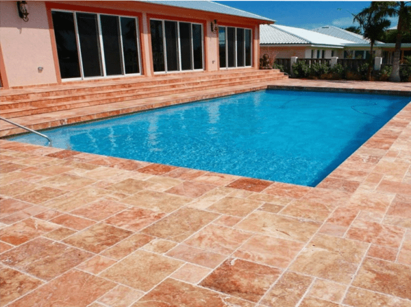 Travertín Red francúzsky vzor hr. 1,2 cm - sekané hrany